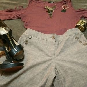 Brown wide leg dress capris